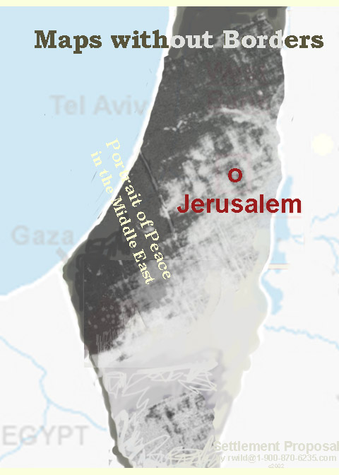 This map shows a portrait of a peaceful settlement of Israel using a very detailed map without borders...